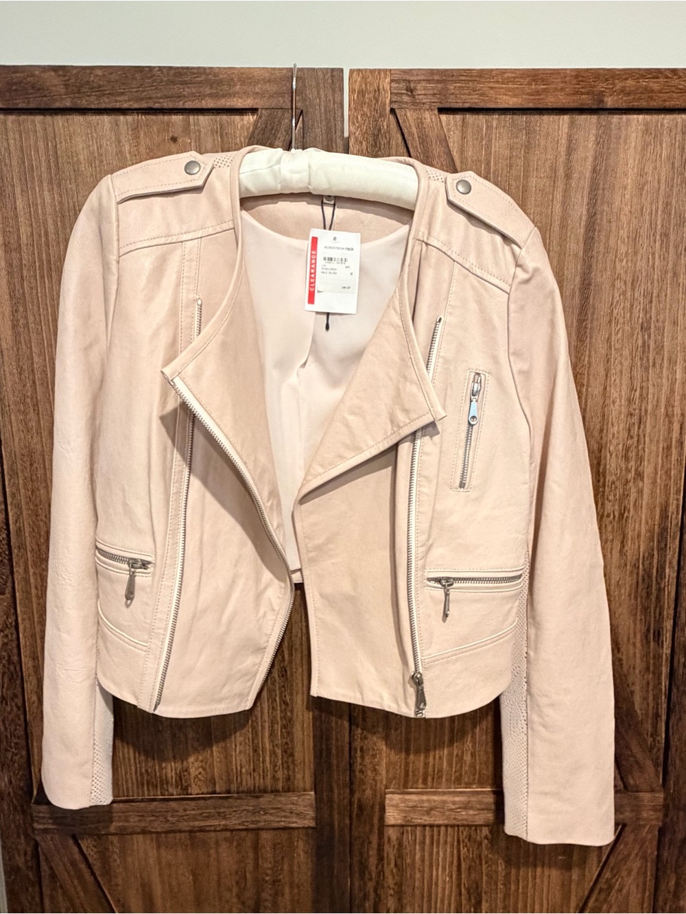 Rebecca Minkoff Light Cream Leather Moto Jacket